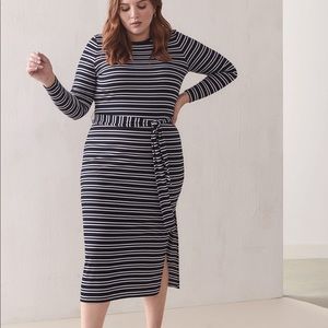 NWT LONG SLEEVE STRIPE TSHIRT BELTED DRESS 3X